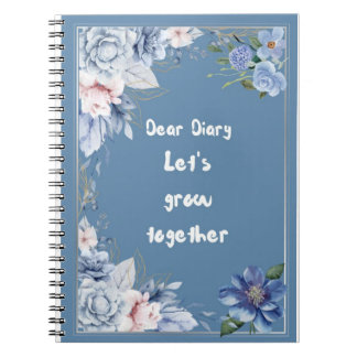 Journal à spirale floral | Cahier de fleurs bleues