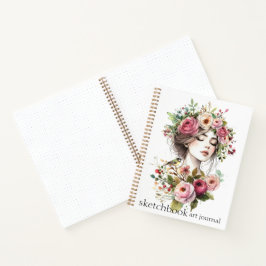 Journal Art Skizzenbuch Frauen mit Rosen-Kranz V01 Notizbuch