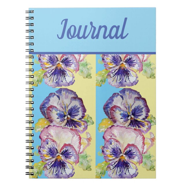 Journal Book Pansple Purple Flower Watercolor Art (Devant)