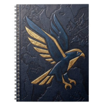 Journal Cahier Aigle Faucon Doré Bleu Embossé