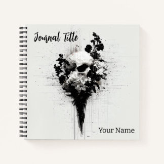 Journal Crâne Floral — Nom et Titre Personnalisés