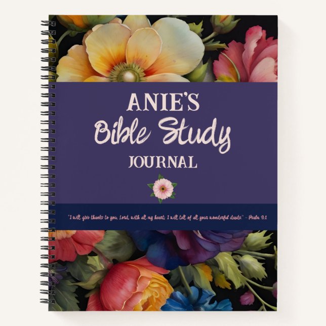 Journal de Bible personnalisé avec aquarelle flora (Devant)
