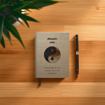 Journal de bien-être en bambou symbole Yin Yang de