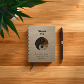 Journal de bien-être en bambou symbole Yin Yang de