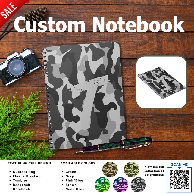 Journal de Camping | AJOUTER INITIAL Camouflage En (Créateur téléchargé)