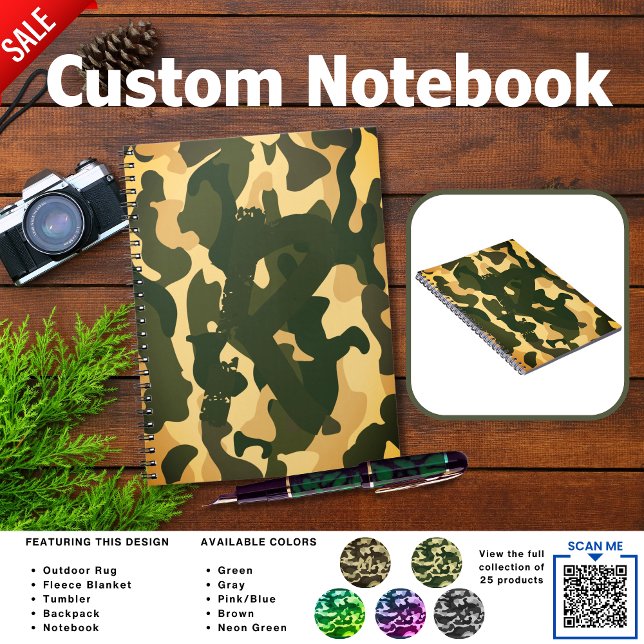 Journal de Camping | AJOUTER INITIAL Camouflage En (Créateur téléchargé)