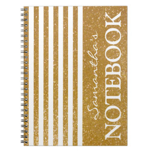 Journal de carnet en spirale rayé or personnalisé