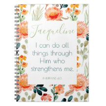 Journal de Carnet floral Verse de la Bible personn