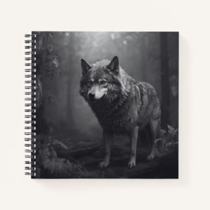 Journal de couverture rigide du Loup noir et blanc