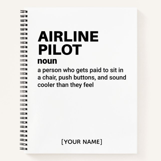 Journal de définition du pilote de ligne amusant (Devant)