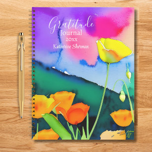 Journal de Gratitude Aquarelle Poppies florales ro