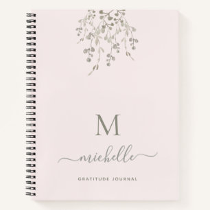 Journal de gratitude botanique rose personnalisé