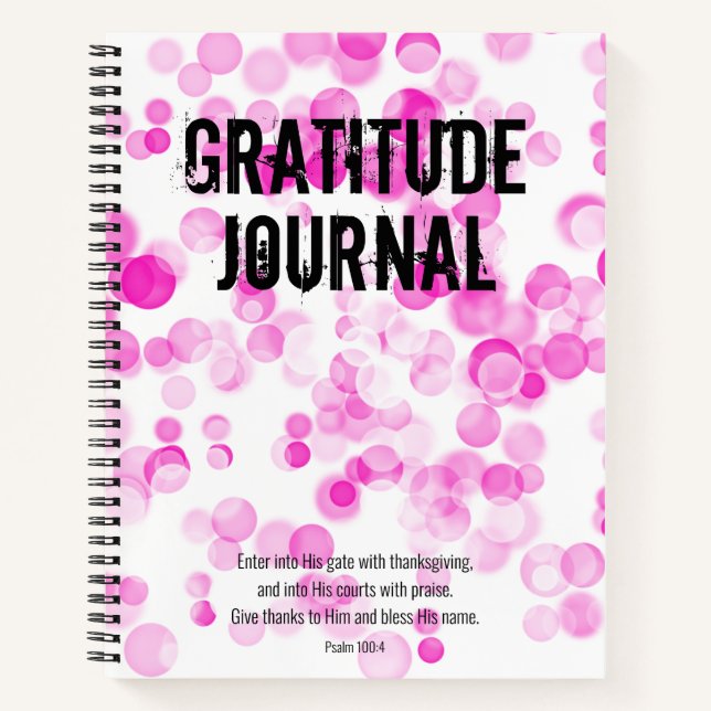 Journal de gratitude Bulles roses Psaume Bible Ver (Devant)