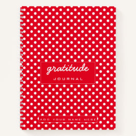 Journal de gratitude de Polka Dot rouge et blanc