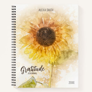 Journal de Gratitude du tournesol aquarelle,