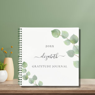 Journal de Gratitude eucalyptus script vert