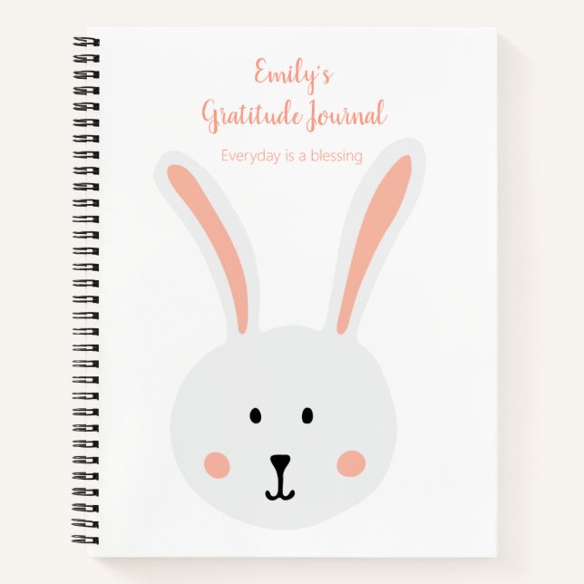 Journal de gratitude Lapin Blanc Mignon Rose (Devant)