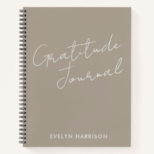 Journal de gratitude personnalisé avec nom Brun Ta