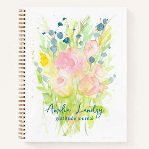 Journal de gratitude personnalisé Bouquet de rose 
