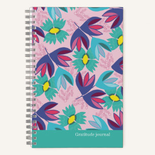 Journal de gratitude personnalisé floral vert rose