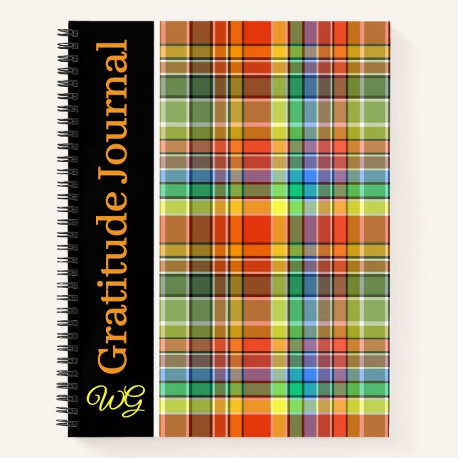 Journal de Gratitude Personnalisé Orange Plaid (Devant)