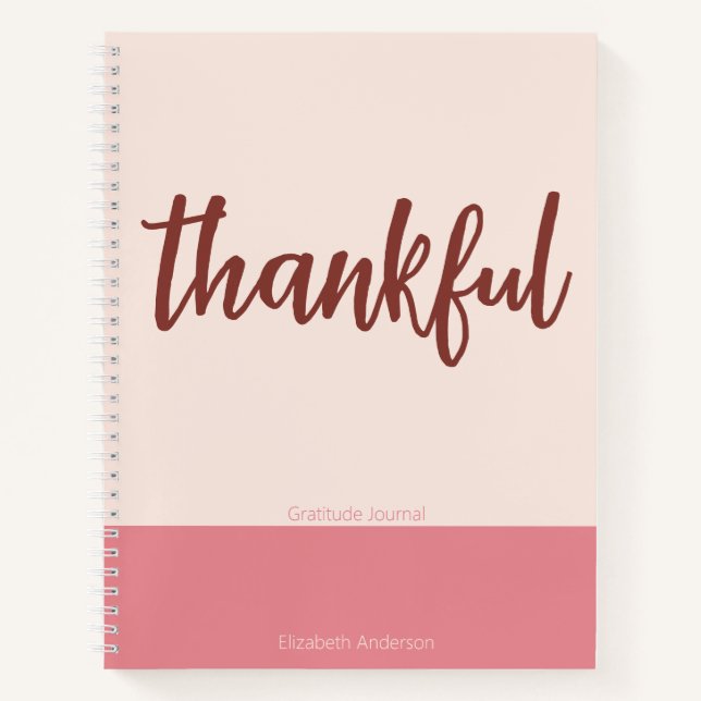 Journal de gratitude rose (Script) avec nom (Devant)
