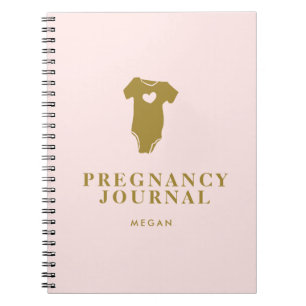 Journal de grossesse pour bébé rose et or