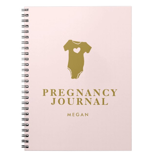 Journal de grossesse pour bébé rose et or (Devant)
