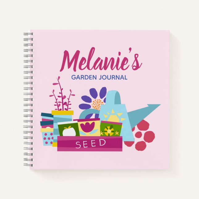 Journal de jardinage personnalisé rose (Devant)