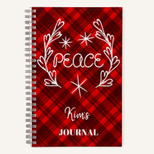 Journal de jour férié rouge de paix personnalisé