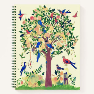 Journal de l'arbre de vie avec oiseaux et fleurs