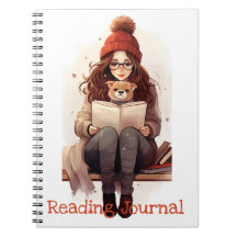 Journal de lecture Cute fille livre et chien Autom