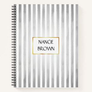 Journal de l'enseignant en rayures grises et blanc