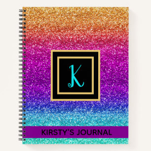 Journal de luxe à paillettes avec dégradé arc-en-c