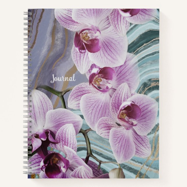 Journal de nom de géode florale verte violette (Devant)