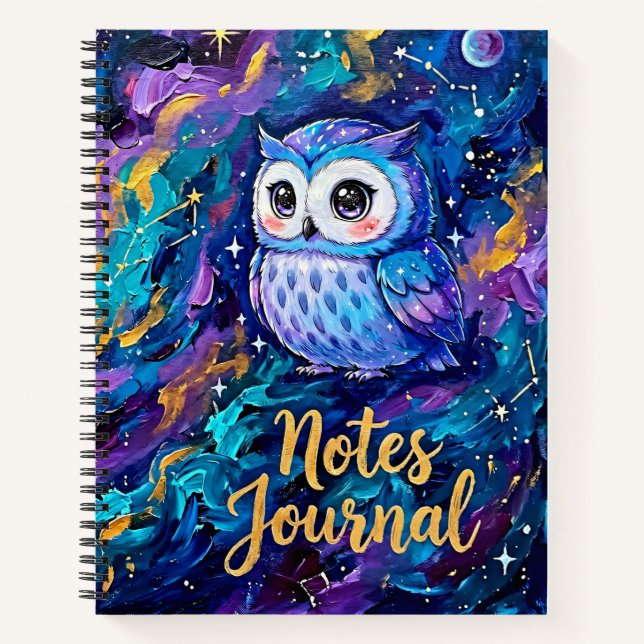 Journal de notes Chouette Bleue Mignonne (Devant)