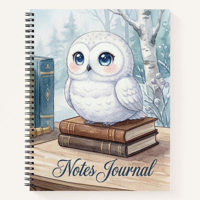 Journal de notes de chouette blanche mignonne (Devant)