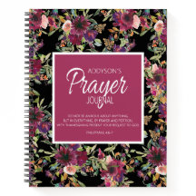 Journal de prière Bourgogne rose Floral Noir