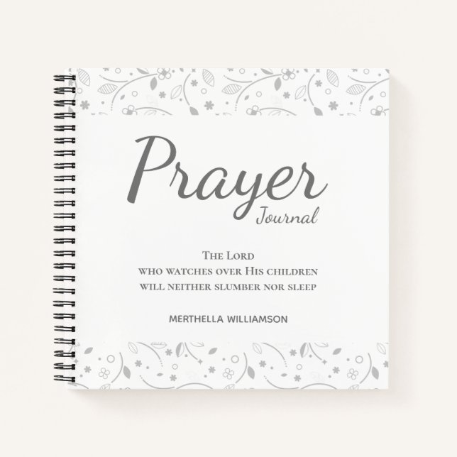 Journal de prière floral blanc personnalisé (Devant)