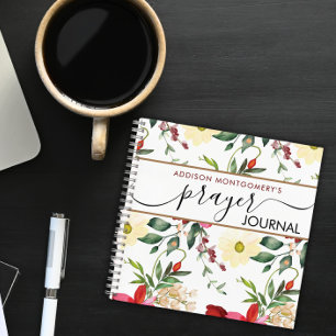 Journal de prière motif de fleurs carnet spirale