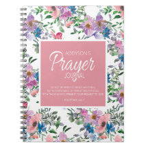 Journal de prière rose violet bleu floral blanc