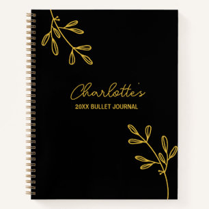 Journal de puces d'or noir élégant personnel