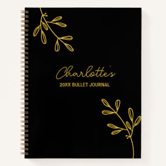 Journal de puces d'or noir élégant personnel