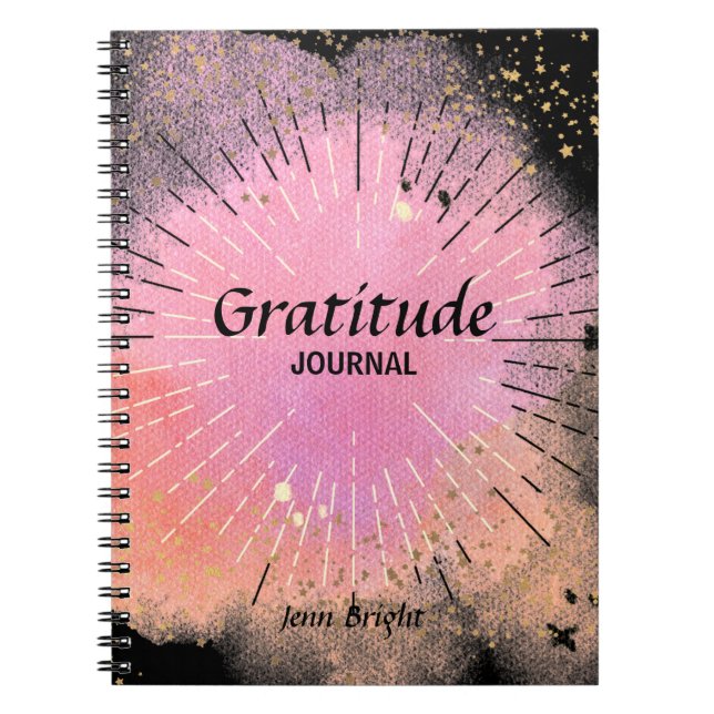 Journal de rationnement Nom personnalisé Rose Noir (Devant)