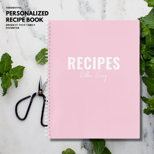 Journal de recette de monogramme rose pâle