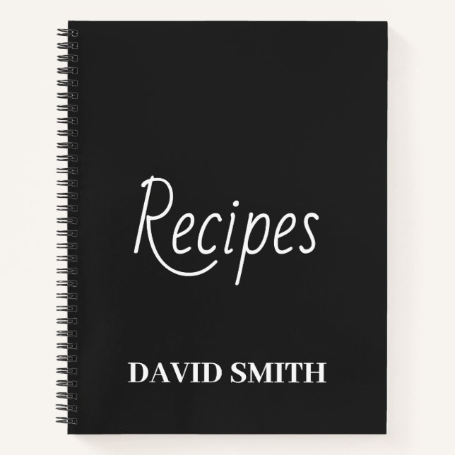 Journal de recette personnalisé en noir et blanc (Devant)