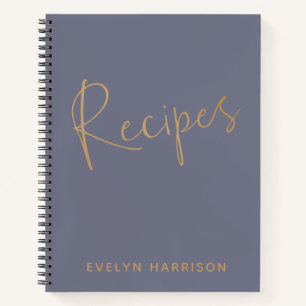 Journal de recettes personnalisé en bleu ardoise o