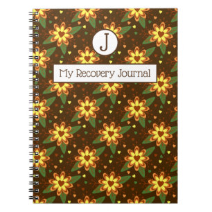 Journal de récupération cahier floral marron et or