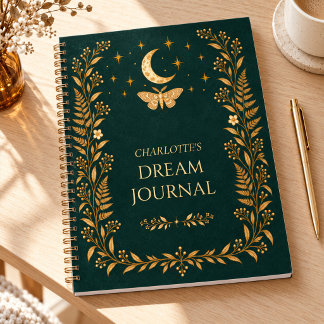Journal de rêves personnalisé de la lune et papill