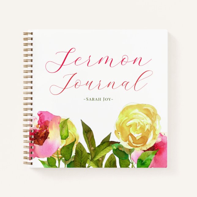 Journal de sermon floral aquarelle (Devant)